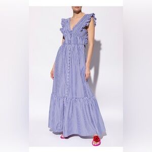 Self-Portrait Blue Striped Cotton Maxi Dress